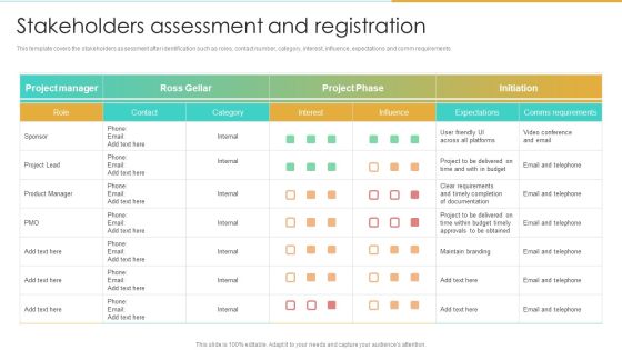 Stakeholders Assessment And Registration Enterprise Communication Tactics Slides PDF