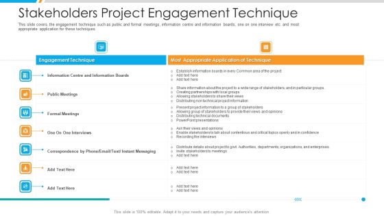 Stakeholders Project Engagement Technique Ppt Inspiration Example File PDF Stakeholders Project Engagement Technique Ppt Inspiration Example File PDF