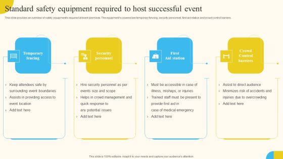 Standard Safety Equipment Required To Host Successful Event Activities For Successful Launch Event Graphics PDF