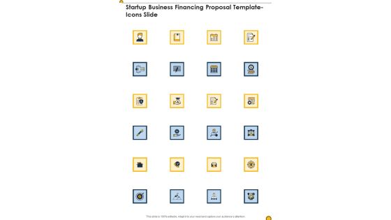 Startup Business Financing Proposal Template Icons Slide One Pager Sample Example Document Startup Business Financing Proposal Template Icons Slide One Pager Sample Example Document