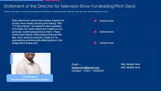Statement Of The Director For Television Show Fundraising Pitch Deck Clipart PDF Statement Of The Director For Television Show Fundraising Pitch Deck Clipart PDF