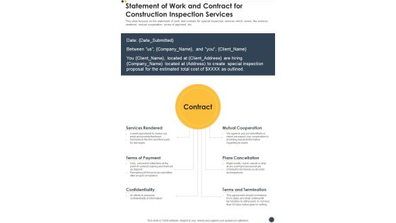 Statement Of Work And Contract For Construction Inspection Services One Pager Sample Example Document Statement Of Work And Contract For Construction Inspection Services One Pager Sample Example Document