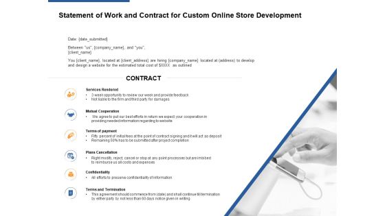 Statement Of Work And Contract For Custom Online Store Development Ppt PowerPoint Presentation Infographics Templates Statement Of Work And Contract For Custom Online Store Development Ppt PowerPoint Presentation Infographics Templates