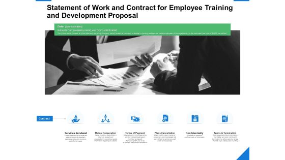 Statement Of Work And Contract For Employee Training And Development Proposal Ppt PowerPoint Presentation Model Master Slide