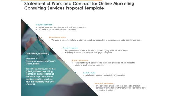 Statement Of Work And Contract For Online Marketing Consulting Services Proposal Template Ppt Infographics Templates PDF Statement Of Work And Contract For Online Marketing Consulting Services Proposal Template Ppt Infographics Templates PDF