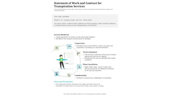 Statement Of Work And Contract For Transpiration Services One Pager Sample Example Document Statement Of Work And Contract For Transpiration Services One Pager Sample Example Document