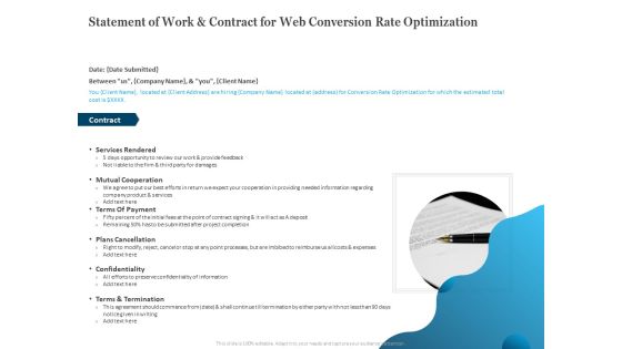 Statement Of Work And Contract For Web Conversion Rate Optimization Ppt Layouts Portfolio PDF Statement Of Work And Contract For Web Conversion Rate Optimization Ppt Layouts Portfolio PDF