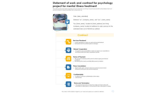 Statement Of Work Psychology Project For Mental Illness Treatment One Pager Sample Example Document Statement Of Work Psychology Project For Mental Illness Treatment One Pager Sample Example Document