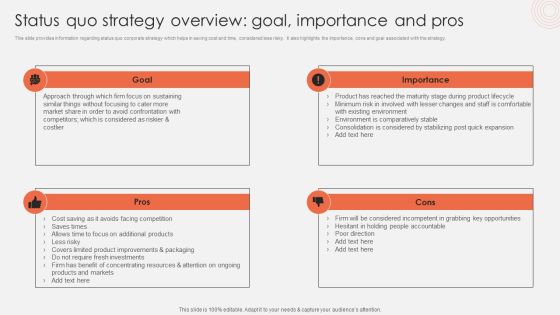 Status Quo Strategy Overview Goal Importance And Pros Download PDF Status Quo Strategy Overview Goal Importance And Pros Download PDF