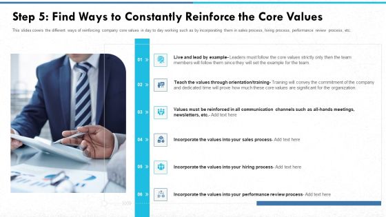 Step 5 Find Ways To Constantly Reinforce The Core Values Themes PDF Step 5 Find Ways To Constantly Reinforce The Core Values Themes PDF