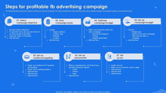Steps For Profitable Fb Advertising Campaign Slides PDF Steps For Profitable Fb Advertising Campaign Slides PDF
