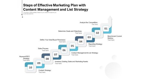 Steps Of Effective Marketing Plan With Content Management And List Strategy Ppt PowerPoint Presentation Gallery Topics PDF Steps Of Effective Marketing Plan With Content Management And List Strategy Ppt PowerPoint Presentation Gallery Topics PDF