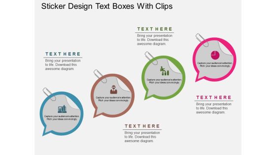Sticker Design Text Boxes With Clips Powerpoint Template