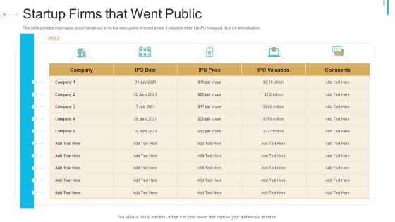 Stock Offering As An Exit Alternative Startup Firms That Went Public Background PDF