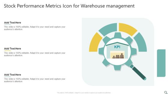 Stock Performance Metrics Icon For Warehouse Management Ppt Slides Design Ideas PDF