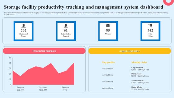 Storage Facility Productivity Tracking And Management System Dashboard Diagrams PDF Storage Facility Productivity Tracking And Management System Dashboard Diagrams PDF