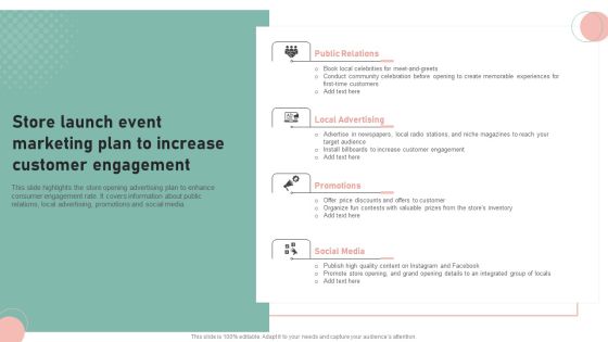 Store Launch Event Marketing Plan To Increase Customer Engagement Infographics PDF