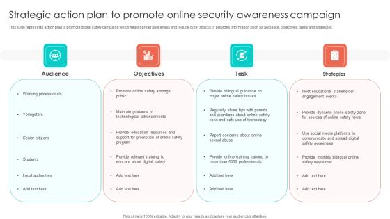 Strategic Action Plan To Promote Online Security Awareness Campaign Portrait PDF Strategic Action Plan To Promote Online Security Awareness Campaign Portrait PDF