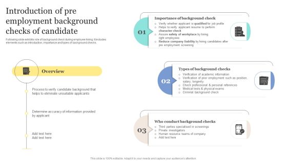 Strategic Approaches To Efficient Candidate Selection Introduction Of Pre Employment Background Checks Information PDF