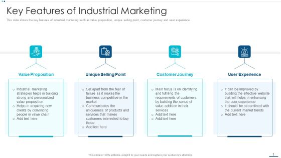 Strategic B2B Marketing Plan Key Features Of Industrial Marketing Icons PDF Strategic B2B Marketing Plan Key Features Of Industrial Marketing Icons PDF