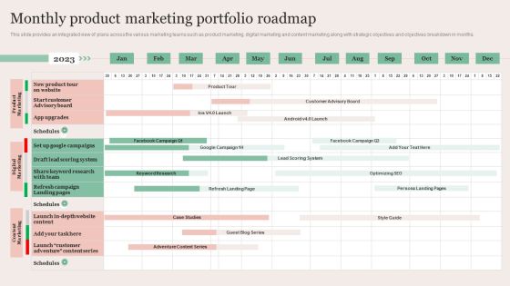Strategic Brand Promotion For Enhanced Recognition And Revenue Growth Monthly Product Marketing Portfolio Roadmap Sample PDF Strategic Brand Promotion For Enhanced Recognition And Revenue Growth Monthly Product Marketing Portfolio Roadmap Sample PDF