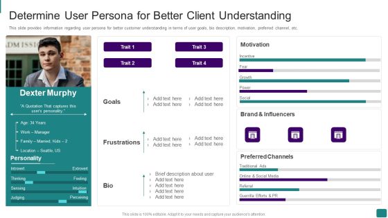 Strategic Guide To Launch New Product In Market Determine User Persona For Better Client Understanding Elements PDF Strategic Guide To Launch New Product In Market Determine User Persona For Better Client Understanding Elements PDF