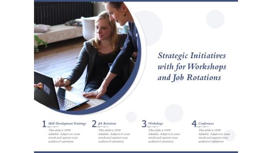 Strategic Initiatives With For Workshops And Job Rotations Ppt PowerPoint Presentation Ideas Gallery PDF