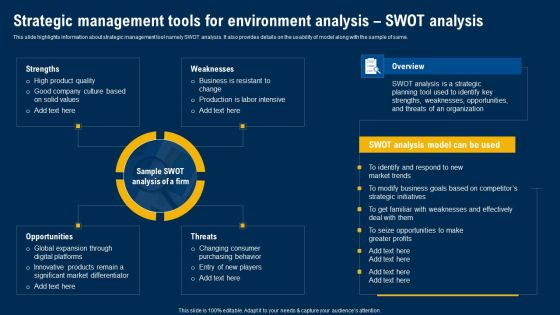 Strategic Management Tools For Environment Analysis SWOT Analysis Ultimate Guide Of Strategic Management Slides PDF Strategic Management Tools For Environment Analysis SWOT Analysis Ultimate Guide Of Strategic Management Slides PDF