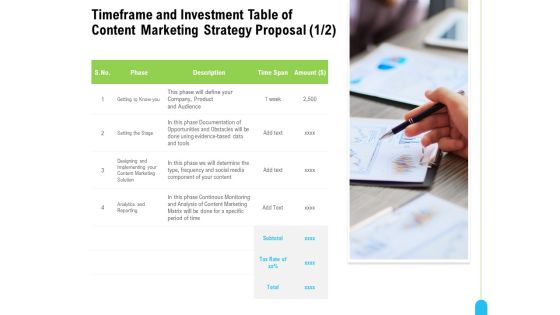 Strategic Marketing Approach Timeframe Investment Table Of Content Marketing Strategy Proposal Topics PDF Strategic Marketing Approach Timeframe Investment Table Of Content Marketing Strategy Proposal Topics PDF