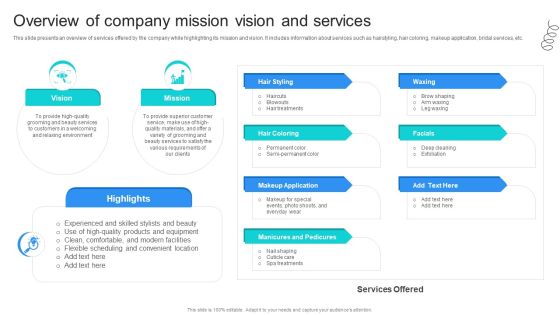 Strategic Marketing For Hair And Beauty Salon To Increase Overview Of Company Mission Professional PDF Strategic Marketing For Hair And Beauty Salon To Increase Overview Of Company Mission Professional PDF