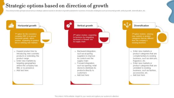 Strategic Options Based On Direction Of Growth Ppt PowerPoint Presentation File Inspiration PDF