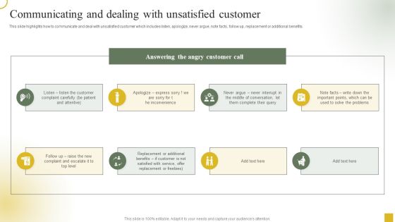 Strategic Plan For Call Center Employees Communicating And Dealing With Unsatisfied Customer Demonstration PDF