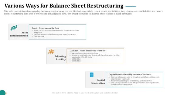 Strategic Plan For Corporate Recovery Various Ways For Balance Sheet Restructuring Demonstration PDF Strategic Plan For Corporate Recovery Various Ways For Balance Sheet Restructuring Demonstration PDF