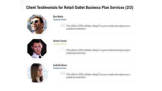 Strategic Plan Retail Store Client Testimonials For Retail Outlet Business Plan Services Audience Diagrams PDF Strategic Plan Retail Store Client Testimonials For Retail Outlet Business Plan Services Audience Diagrams PDF