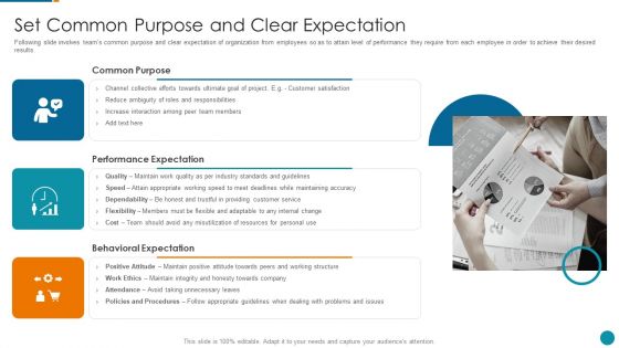 Strategic Procedure To Improve Employee Efficiency Set Common Purpose And Clear Expectation Microsoft PDF