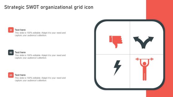 Strategic SWOT Organizational Grid Icon Structure PDF