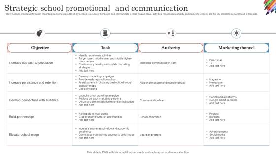 Strategic School Promotional And Communication Graphics PDF