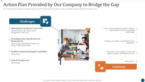 Strategic Sourcing Plan Action Plan Provided By Our Company To Bridge The Gap Professional PDF