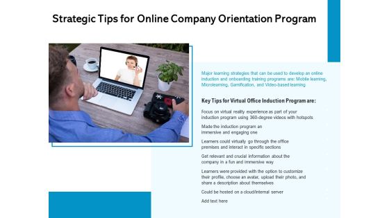 Strategic Tips For Online Company Orientation Program Ppt PowerPoint Presentation File Visuals PDF Strategic Tips For Online Company Orientation Program Ppt PowerPoint Presentation File Visuals PDF