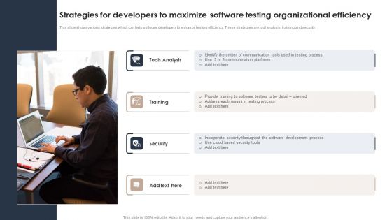 Strategies For Developers To Maximize Software Testing Organizational Efficiency Template PDF Strategies For Developers To Maximize Software Testing Organizational Efficiency Template PDF