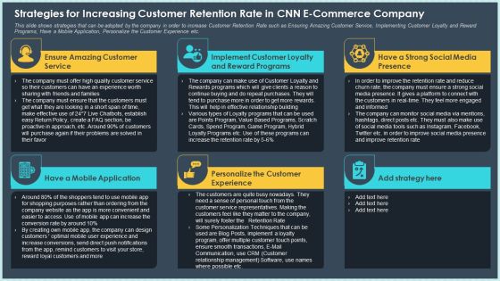 Strategies For Increasing Customer Retention Rate In CNN E Commerce Company Designs PDF