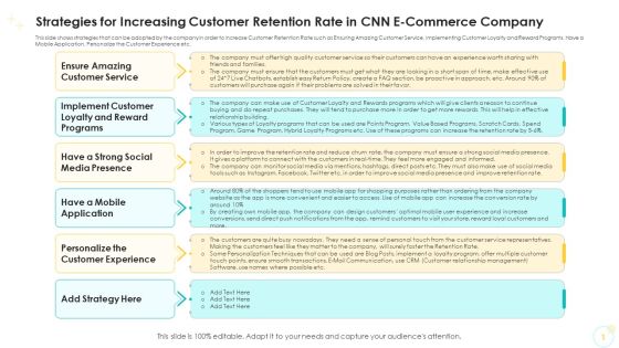Strategies For Increasing Customer Retention Rate In CNN E Commerce Company Topics PDF