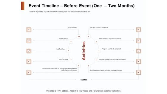 Strategies For Organizing Events Event Timeline Before Event One Two Months Ppt Portfolio Slide Portrait PDF Strategies For Organizing Events Event Timeline Before Event One Two Months Ppt Portfolio Slide Portrait PDF