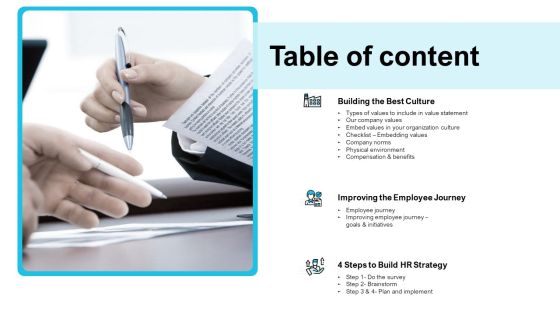 Strategies Improving Corporate Culture Table Of Content Introduction PDF