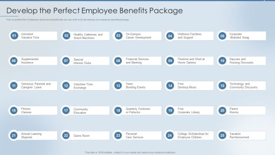 Strategies To Attract And Retain Develop The Perfect Employee Benefits Package Icons PDF Strategies To Attract And Retain Develop The Perfect Employee Benefits Package Icons PDF