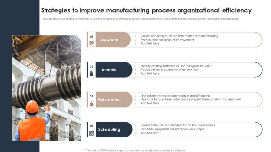 Strategies To Improve Manufacturing Process Organizational Efficiency Icons PDF Strategies To Improve Manufacturing Process Organizational Efficiency Icons PDF