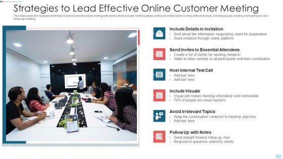 Strategies To Lead Effective Online Customer Meeting Infographics PDF Strategies To Lead Effective Online Customer Meeting Infographics PDF