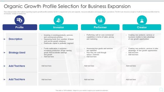 Strategy Implementation Playbook Organic Growth Profile Selection For Business Expansion Download PDF Strategy Implementation Playbook Organic Growth Profile Selection For Business Expansion Download PDF