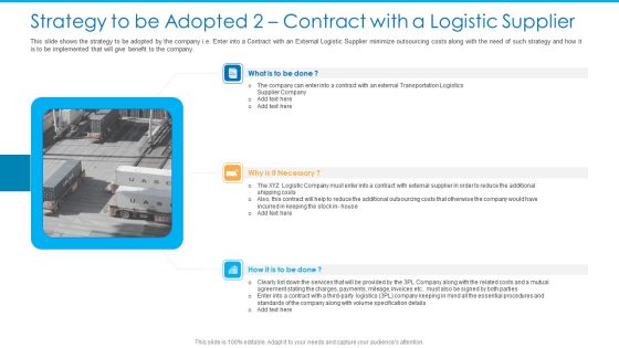 Strategy To Be Adopted 2 Contract With A Logistic Supplier Diagrams PDF Strategy To Be Adopted 2 Contract With A Logistic Supplier Diagrams PDF