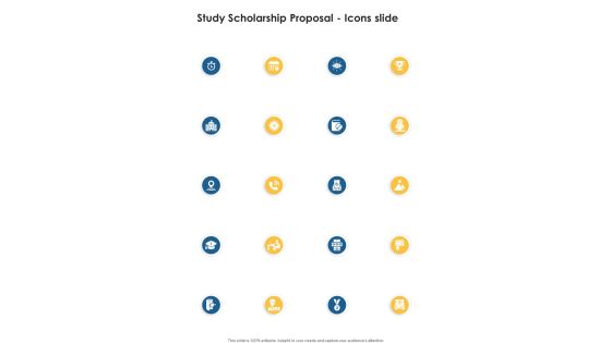 Study Scholarship Proposal Icons Slide One Pager Sample Example Document